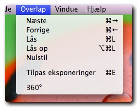 Overlap-menuen